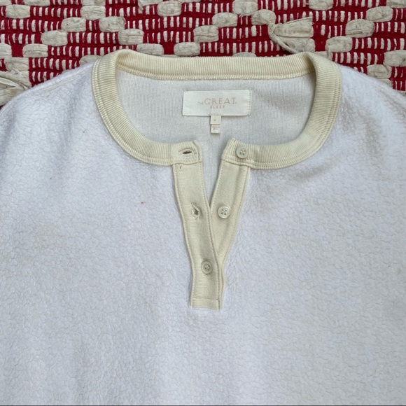 THE GREAT. white / cream Sherpa Sleep Henley top 0 - Picture 6 of 16